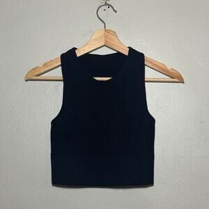 Women's Size M Gilly Hicks by Hollister Black Ribbed Racerback Cropped Tank